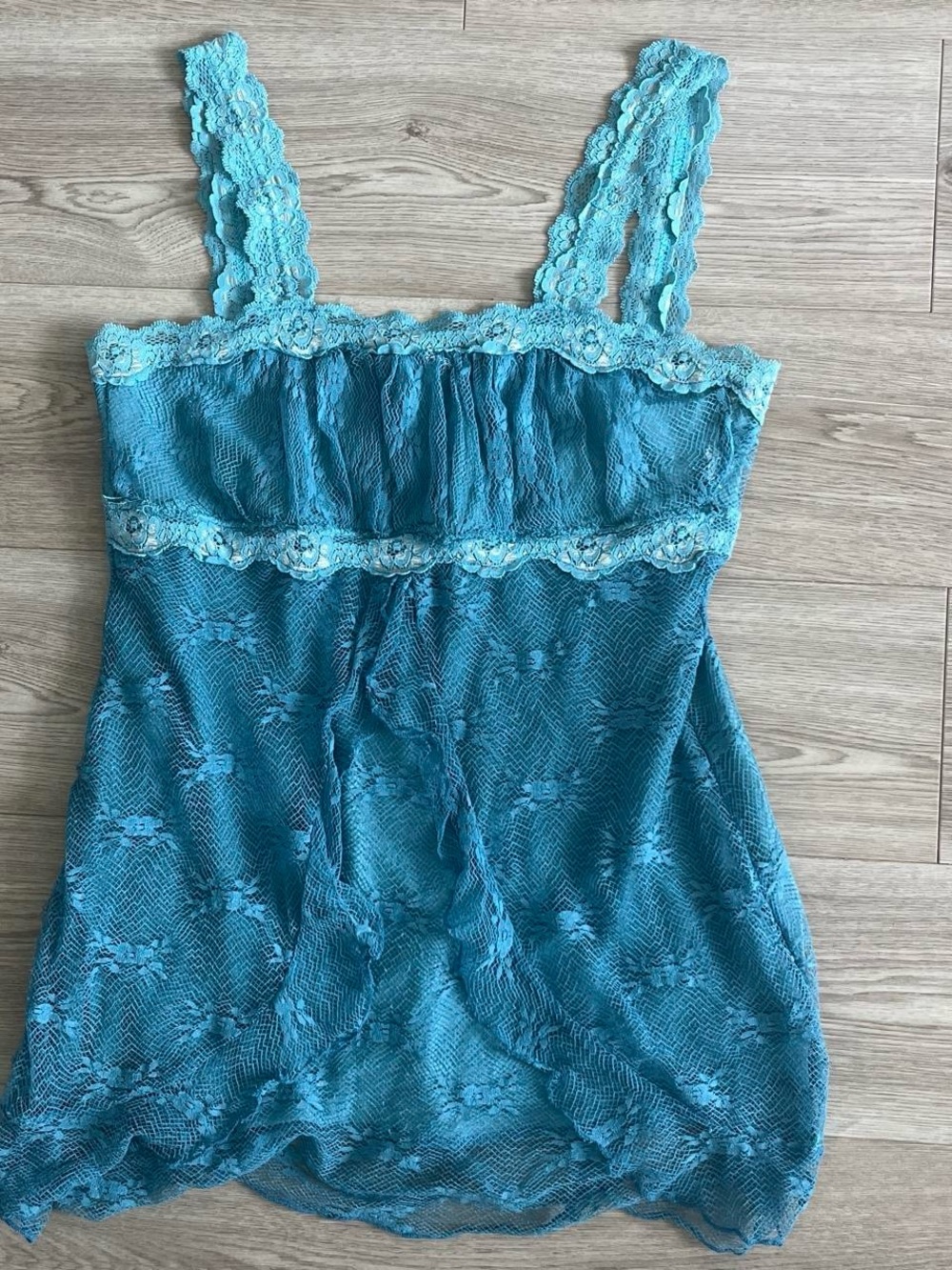 Ann Ferriday Teal Lace Camisole Tank